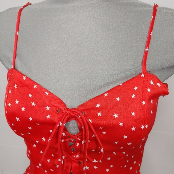 012. Zara star print lace up bodysuit size M - Picture 4 of 13